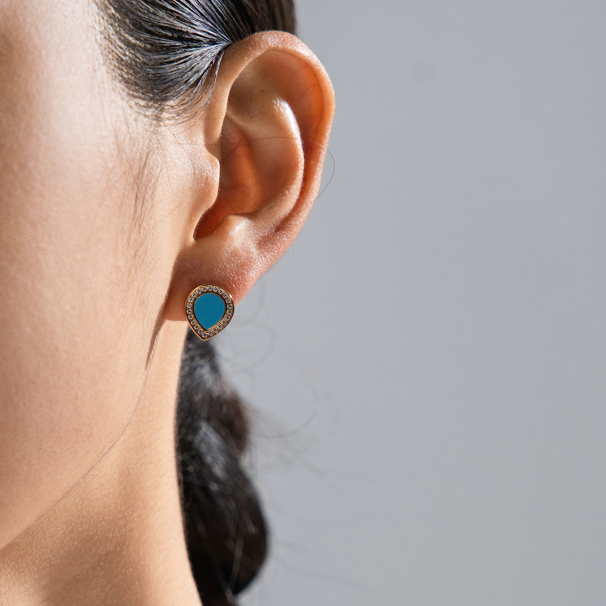 High-End Teardrop Stud Earrings – 925 Sterling Silver Tibetan-Style Gemstone Jewelry | Women’s Minimalist Elegant Earrings