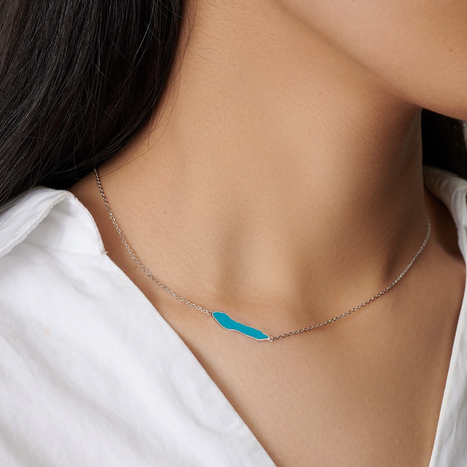 Gajin Xincuo, Holy Lake Ramracuo enamel collarbone necklace, original niche sterling silver gold-plated platinum