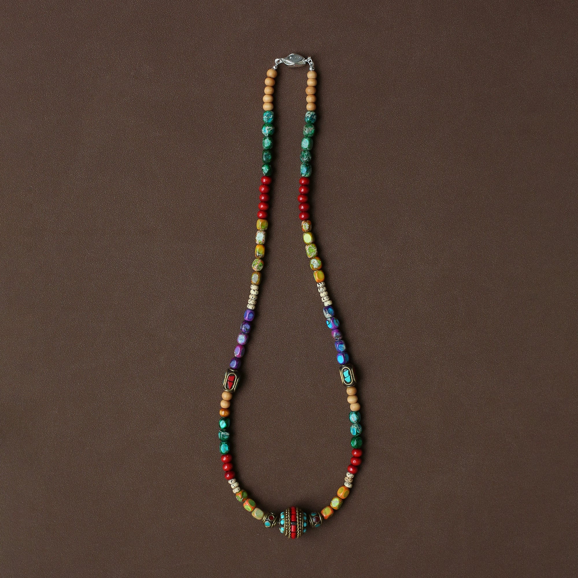 Kora Kailash Multicolored Kora Mala Necklace – Handwoven Himalayan Gemstone Strand, Sacred Pilgrimage Talisman for Layered Spiritual Alignment