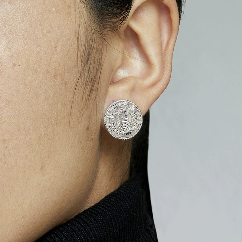 Korakailash Handmade Tibetan Nine-Headed Scorpion Ear Studs – 925 Sterling Silver Gilded Earrings (Luxury, Cultural Symbolism)