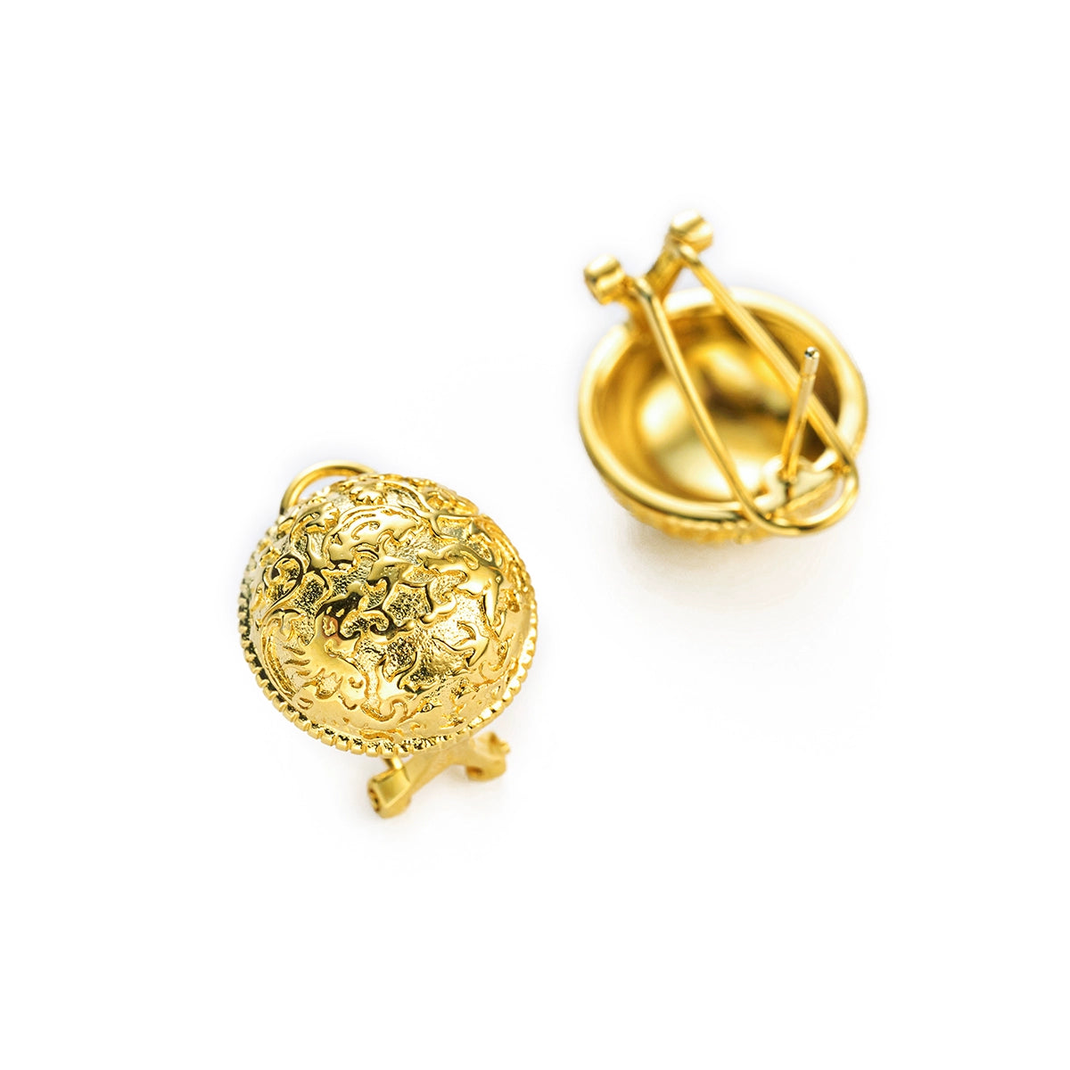 Korakailash Handmade Tibetan Cloud Dragon Earrings – 925 Sterling Silver Gilded Ear Studs (Unique Pattern, Minimalist Luxury)