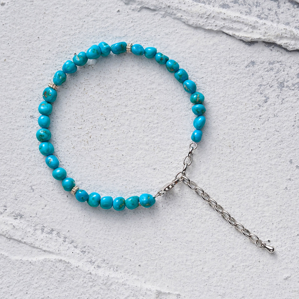 Himalayan Protection Turquoise Millet Bead Bracelet – 925 Silver Niche Layering Bracelet | Spiritual Energy Stone | Mount Kailash Cosmic Harmony