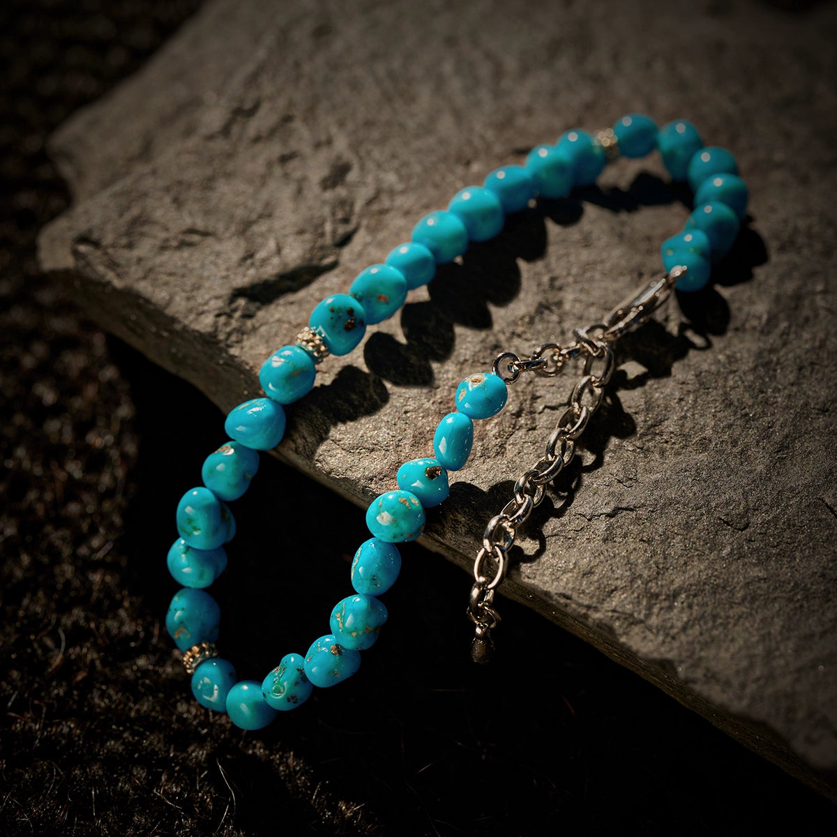 Himalayan Protection Turquoise Millet Bead Bracelet – 925 Silver Niche Layering Bracelet | Spiritual Energy Stone | Mount Kailash Cosmic Harmony