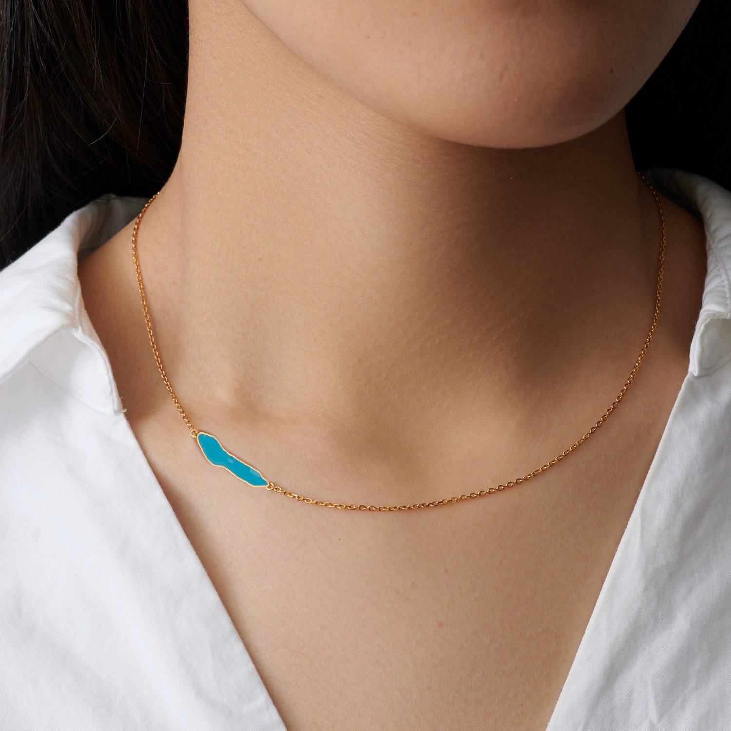 Gajin Xincuo, Holy Lake Ramracuo enamel collarbone necklace, original niche sterling silver gold-plated platinum