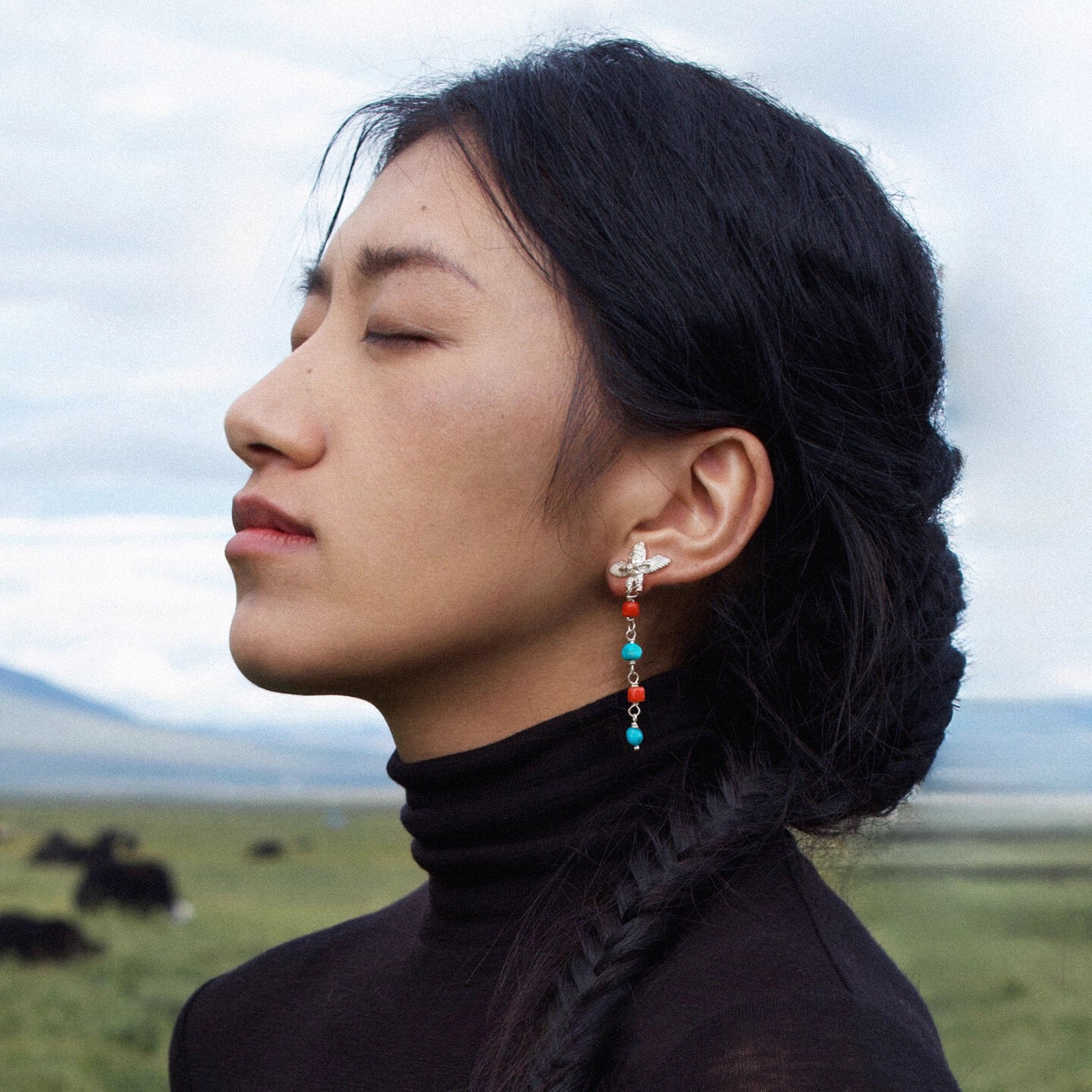 Garuda Protective Dangle Earrings – Tibetan-Style Turquoise & Coral Dopamine Ear Jewelry | Niche Spiritual   Talisman